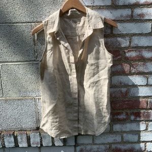 Calvin Klein 100% Linen Sleeveless Top! Buttons!